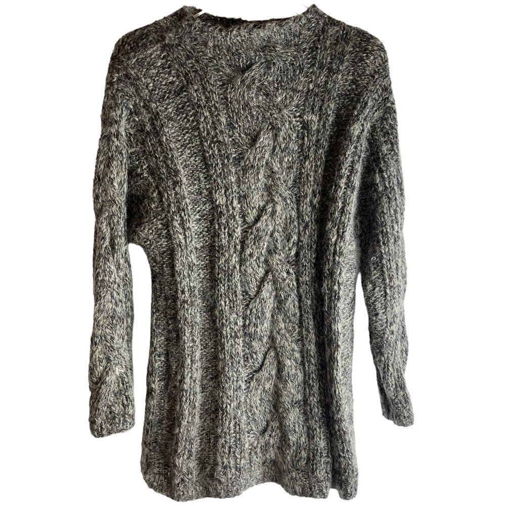 Vintage Petite Liz Claiborne Hand Knitted Mock Neck Cable Knit Sweater